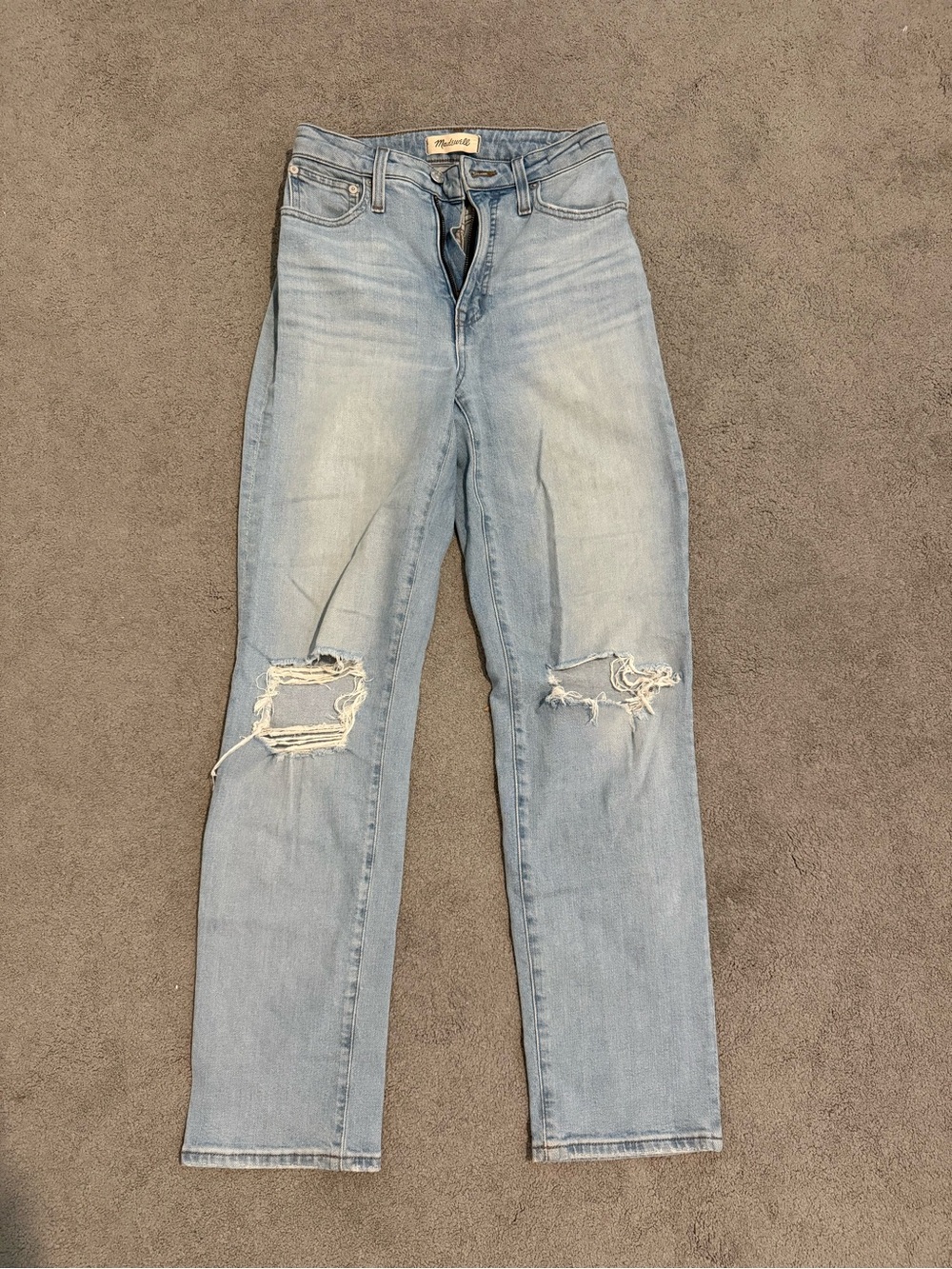 Madewell Light Wash Distressed Straight-Leg Jeans